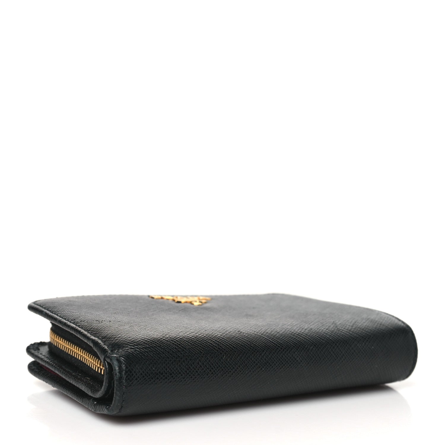 Prada Saffiano Metal Compact Wallet Black Ibisco 4 of 10