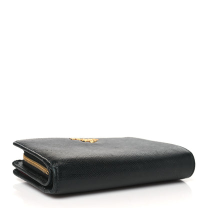 Prada Saffiano Metal Compact Wallet Black Ibisco 4 of 10