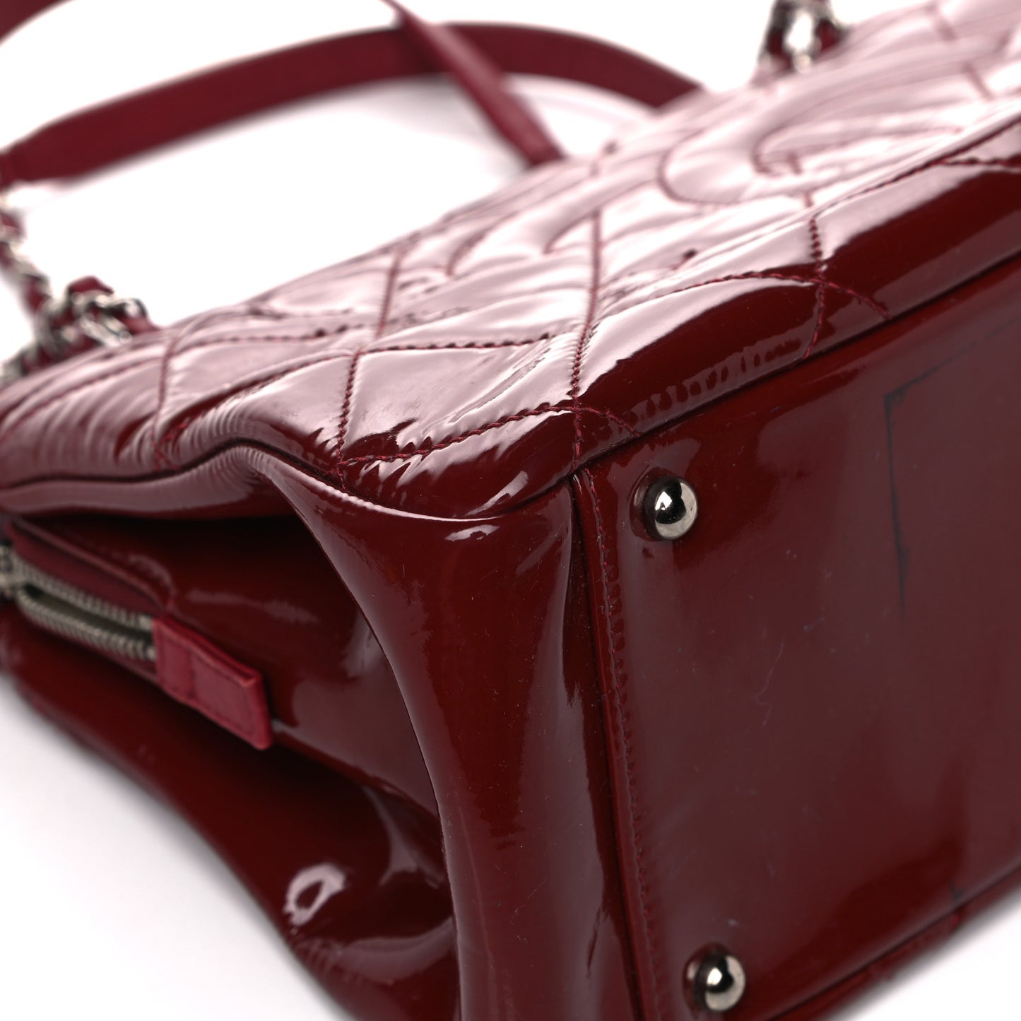 Patent Quilted Timeless CC Soft Tote Red