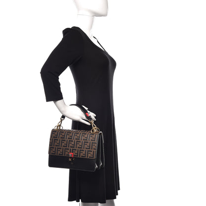 Fendi Vitello Liberty Bi-Color FF 1974 Embossed Kan I Shoulder Bag Black Maya 3 of 12