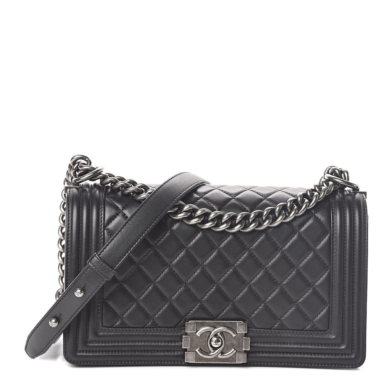 Chanel Lambskin Quilted Medium Boy Flap Black 1 of 9