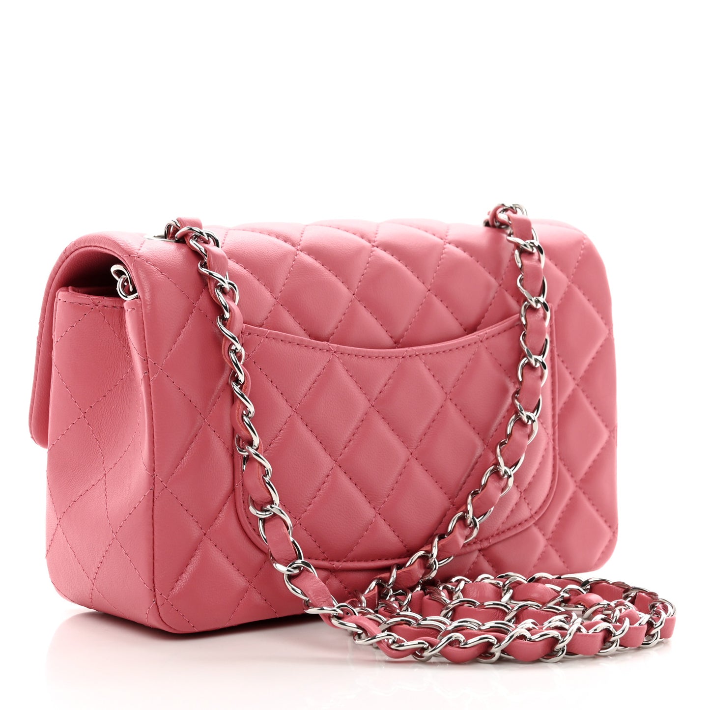 Lambskin Quilted Mini Rectangular Flap Pink