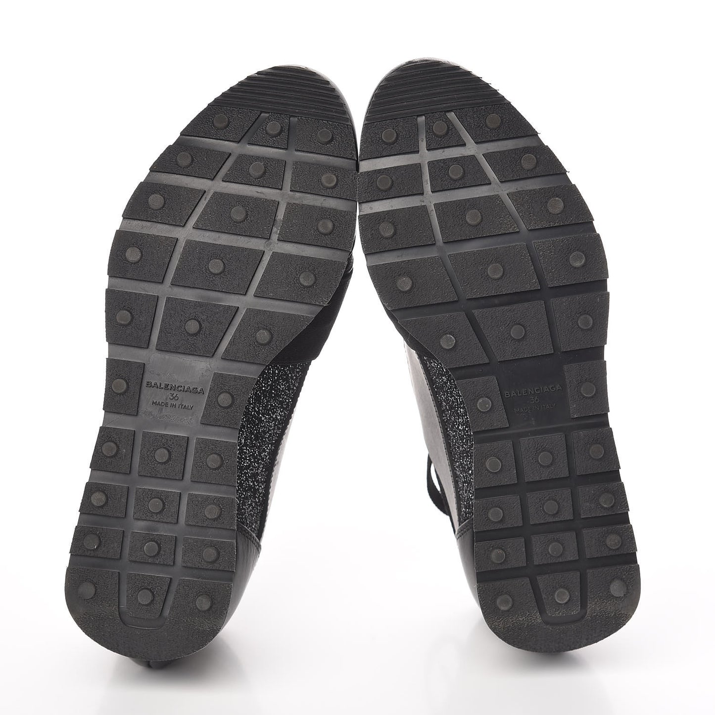 Mesh Lurex Calfskin Womens Race Runner Sneakers 36 Black