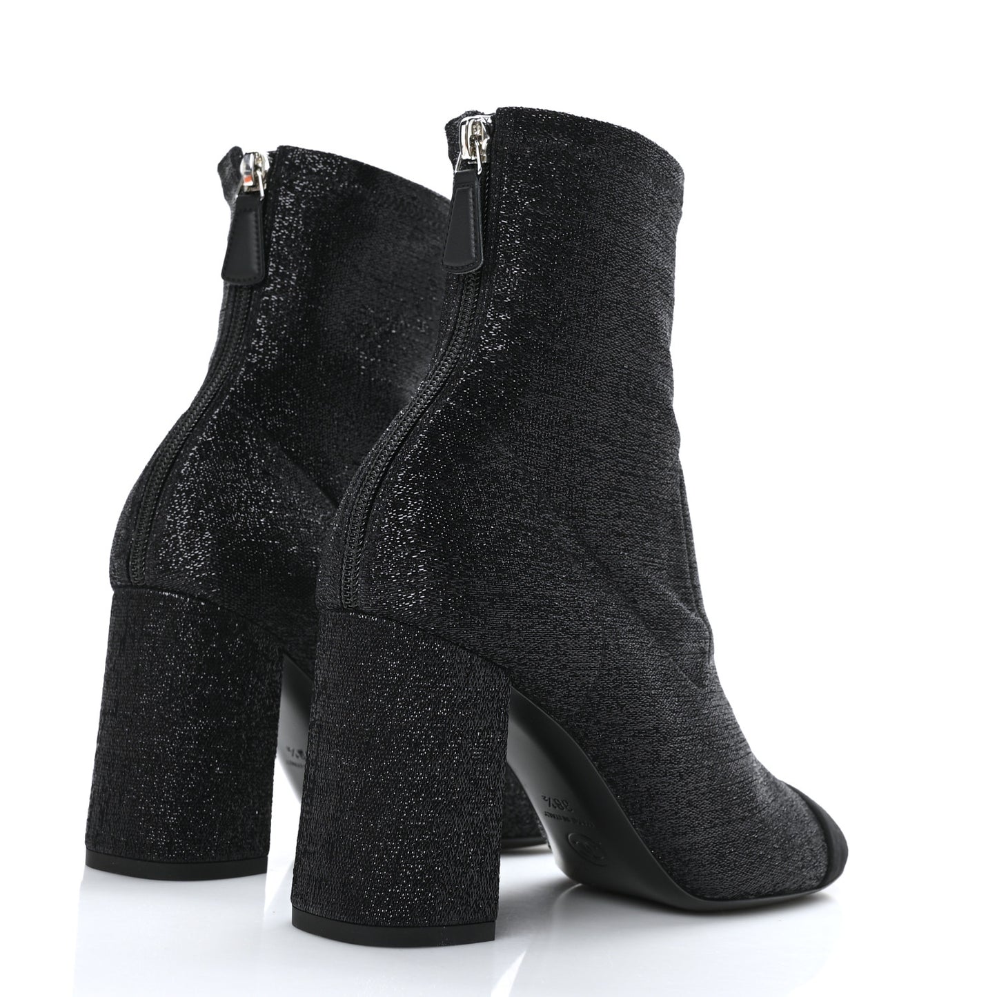 Fabric Suede Kidskin CC Cap Toe Short Boots 38.5 Black