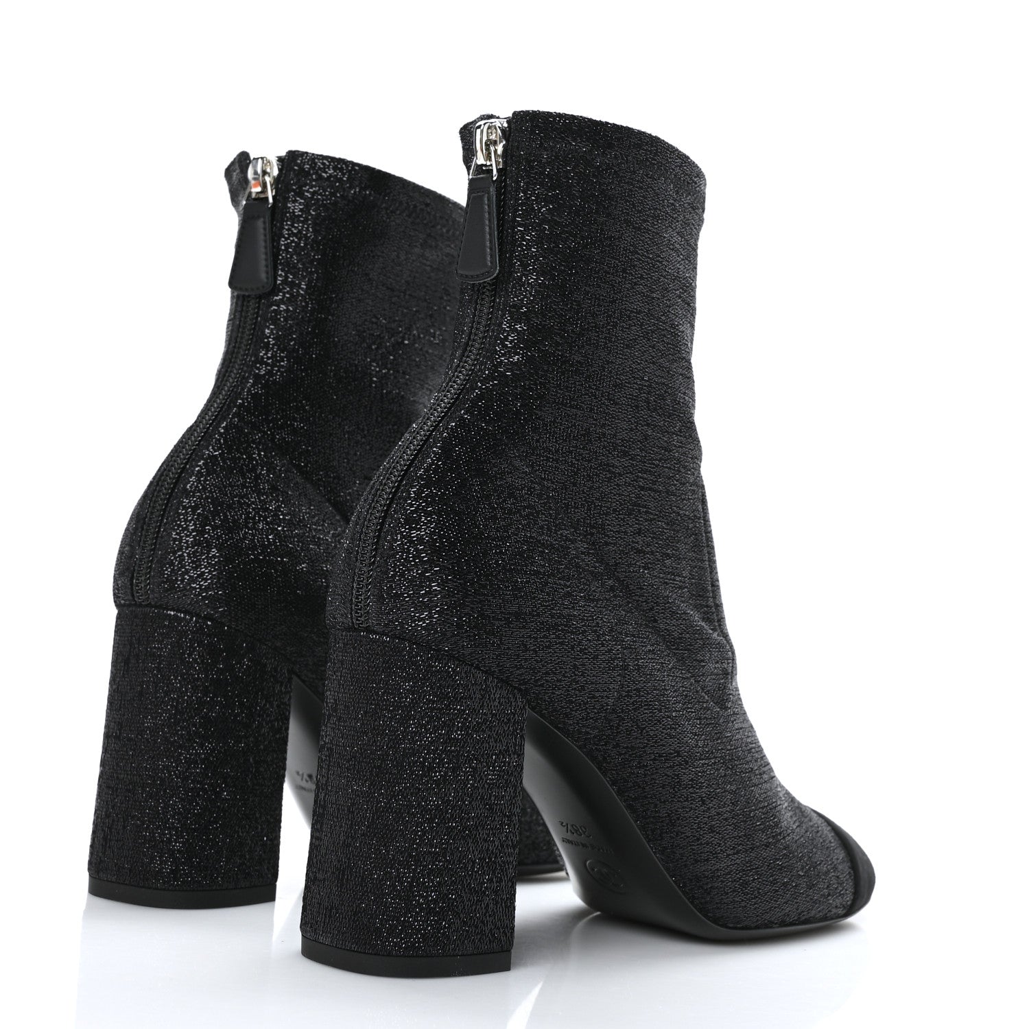 Chanel Fabric Suede Kidskin CC Cap Toe Short Boots 38.5 Black 4 of 6