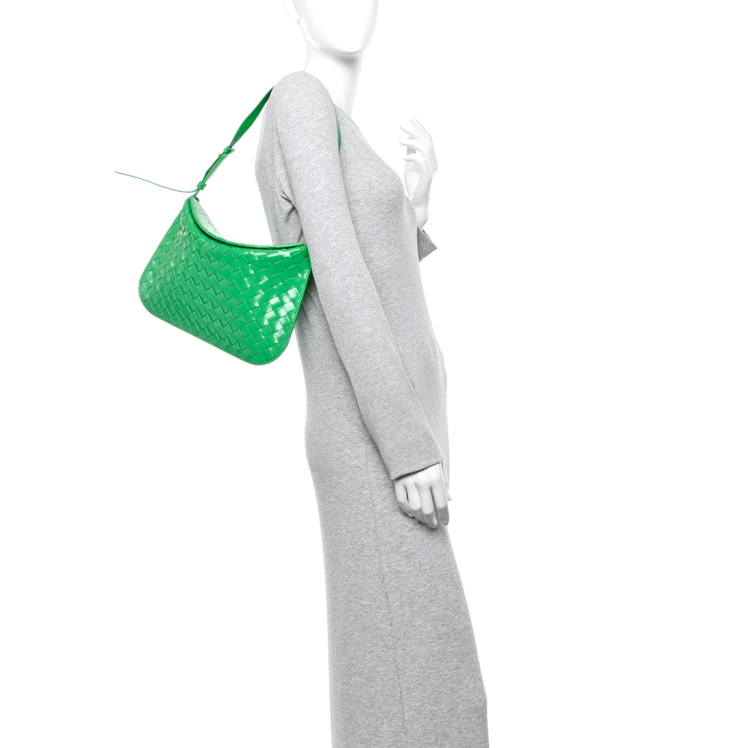 Bottega Veneta Brushed Calfskin Intrecciato Cradle Fold Over Shoulder Bag Parakeet 2 of 9