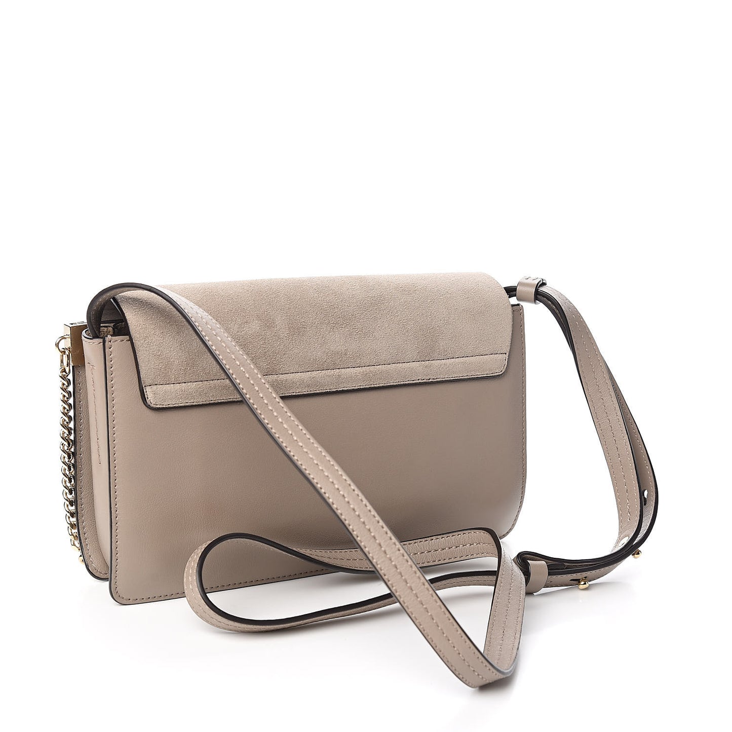 Suede Calfskin Small Faye Shoulder Bag Motty Grey