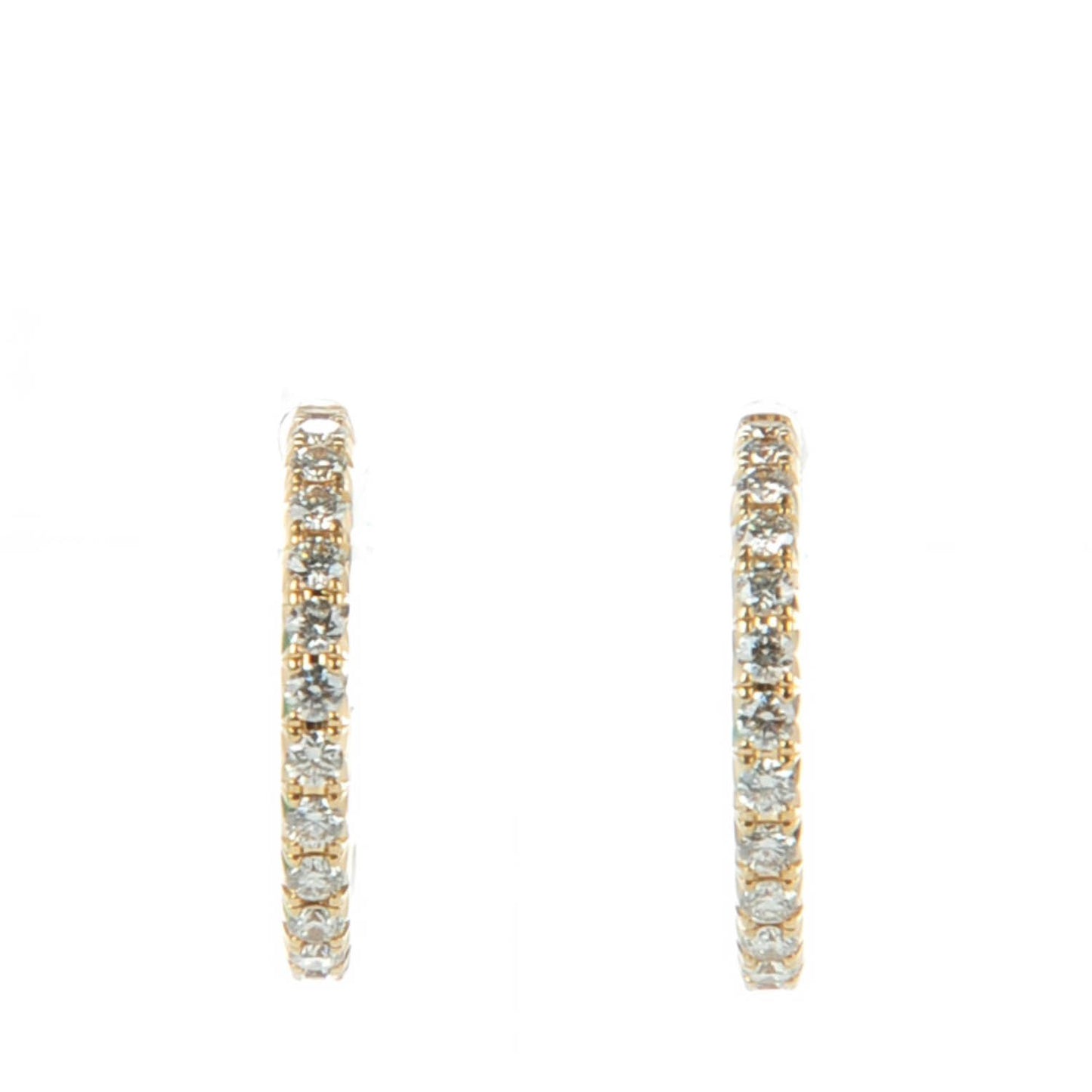 18K Yellow Gold Diamond Small Metro Hoop Earrings