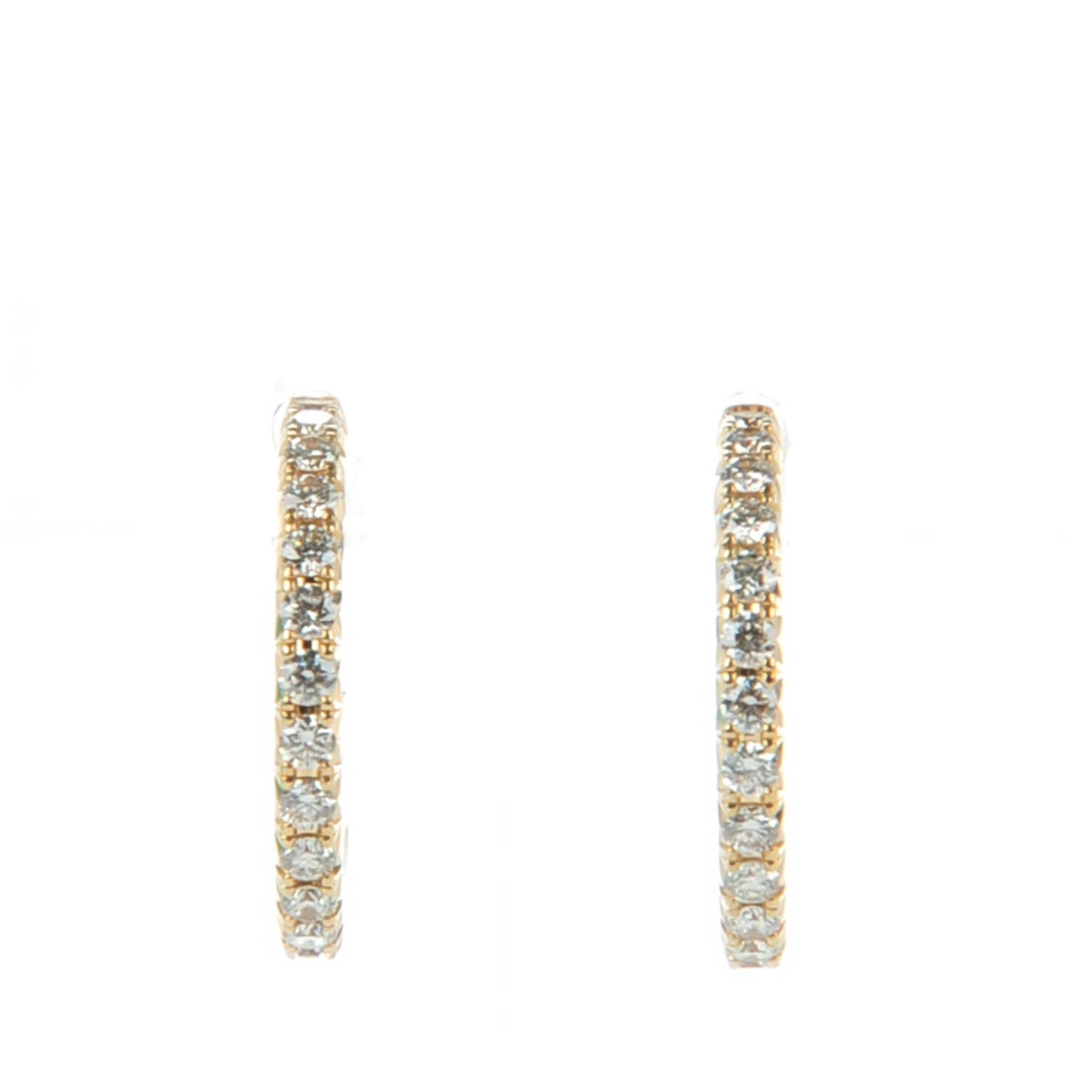 Tiffany 18K Yellow Gold Diamond Small Metro Hoop Earrings 1 of 7