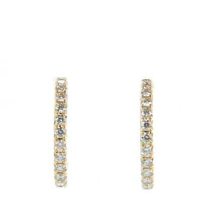 Tiffany 18K Yellow Gold Diamond Small Metro Hoop Earrings 1 of 7