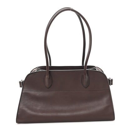 The Row Polished Saddle Calfskin Margaux Shoulder 12 Hippo Grey 1 of 9