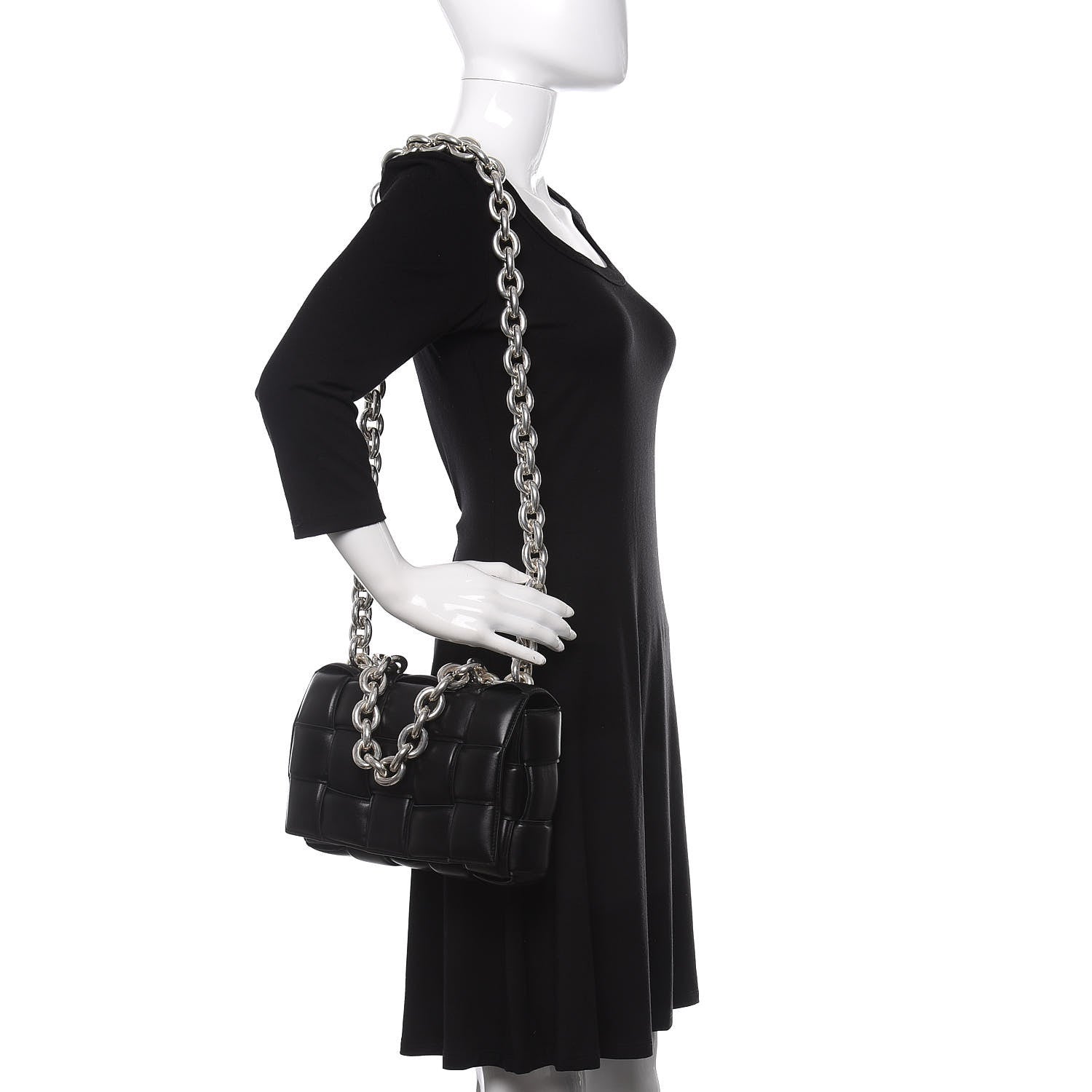 Bottega Veneta Lambskin Maxi Intreccio Padded Chain Cassette Crossbody Bag Black 2 of 9