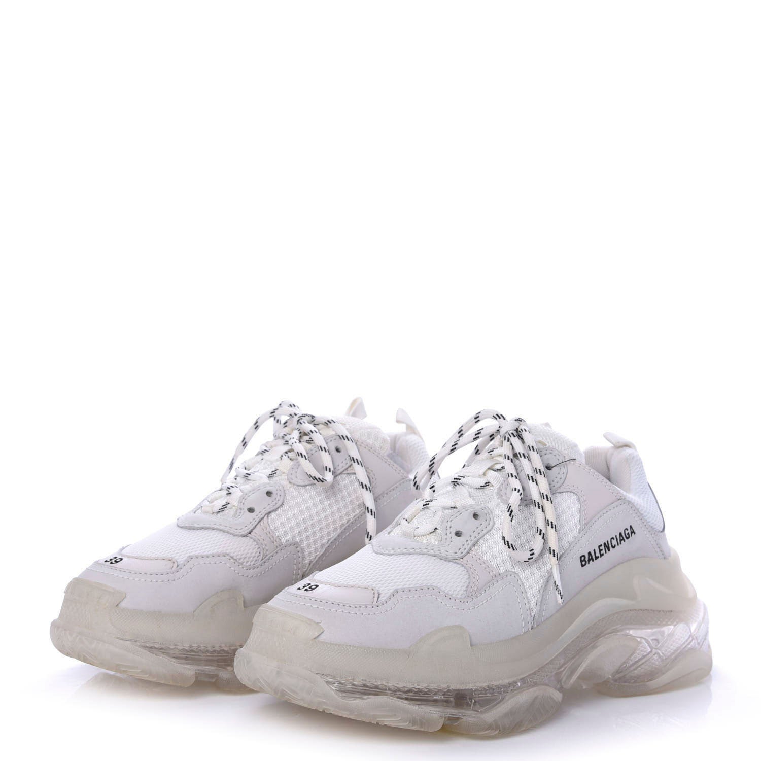 Balenciaga Fabric Mesh Clear Sole Womens Triple S Sneakers 39 White 3 of 9