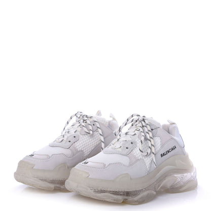 Balenciaga Fabric Mesh Clear Sole Womens Triple S Sneakers 39 White 3 of 9