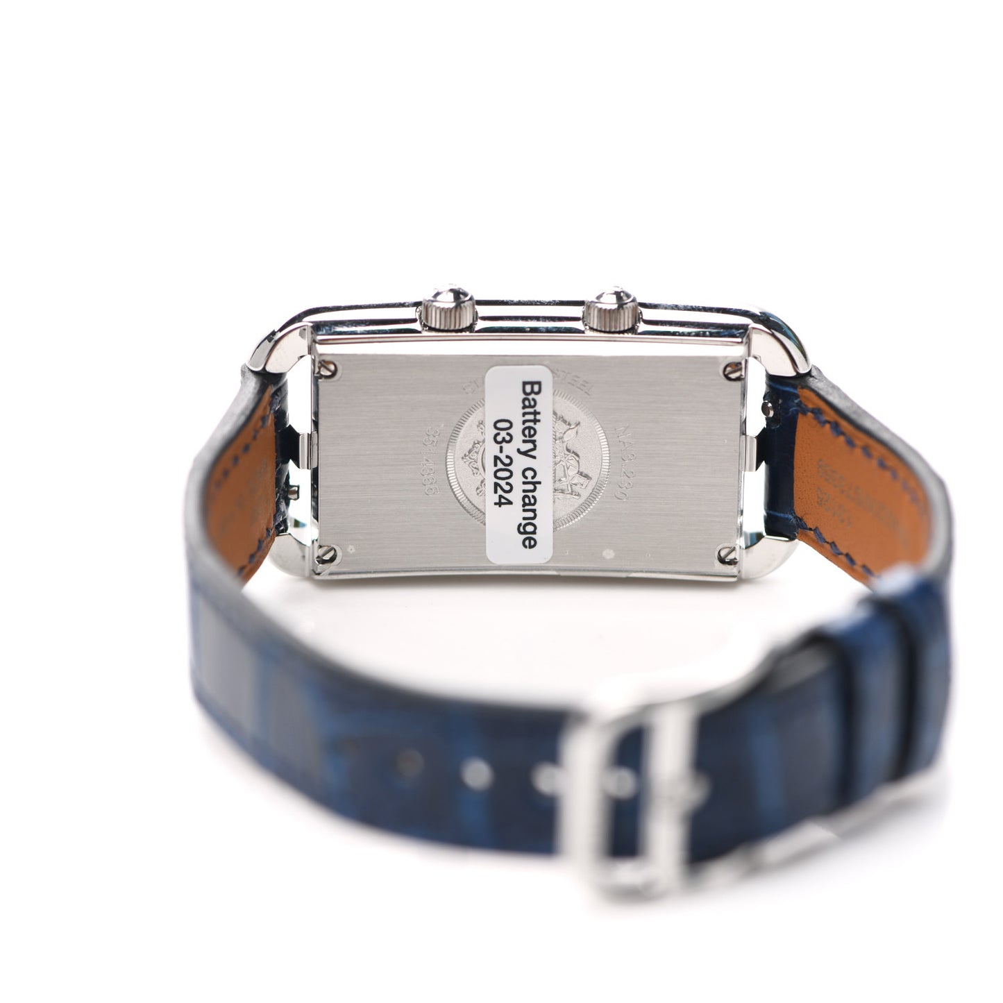 Stainless Steel Alligator Diamond Bezel 22mm Nantucket Dual Time Quartz Watch Bleu Saphir