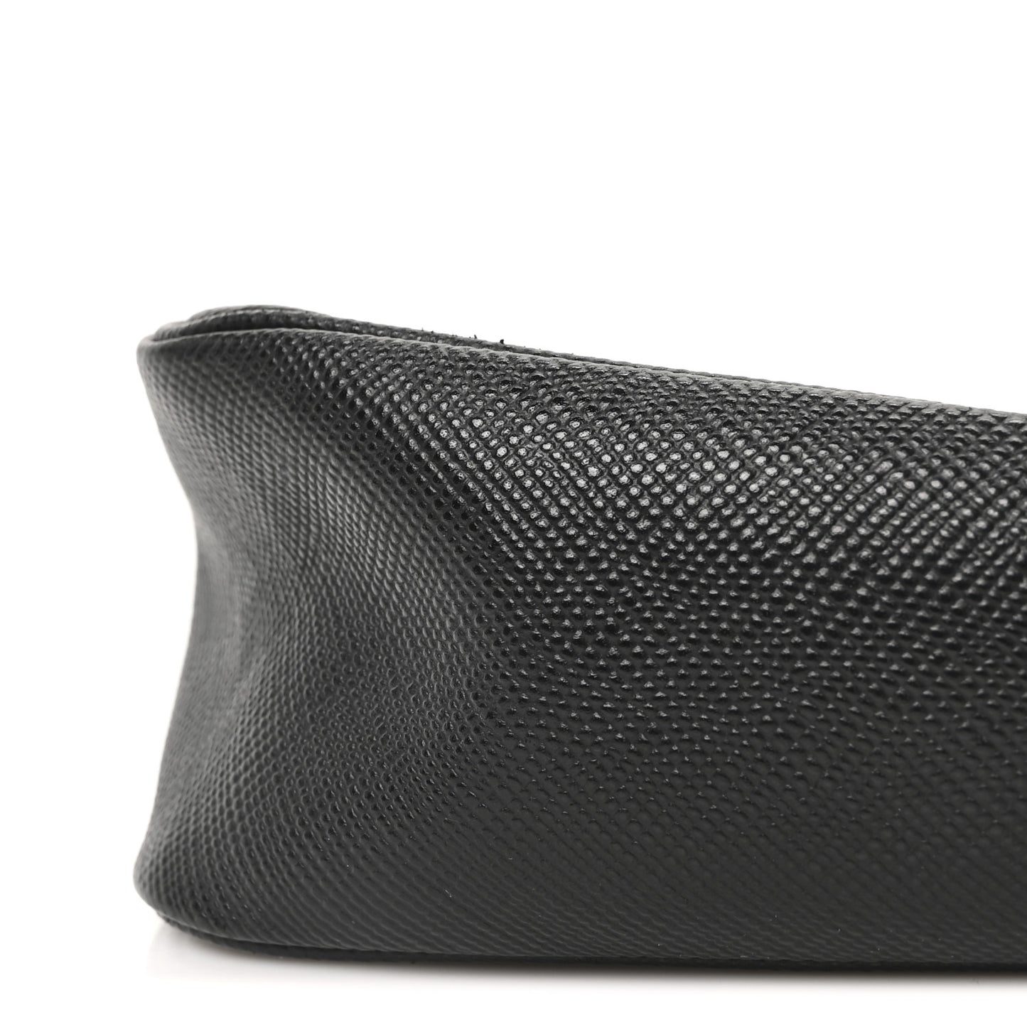 Saffiano Cuir Triangle Logo Embossed Triangle Wristlet Black