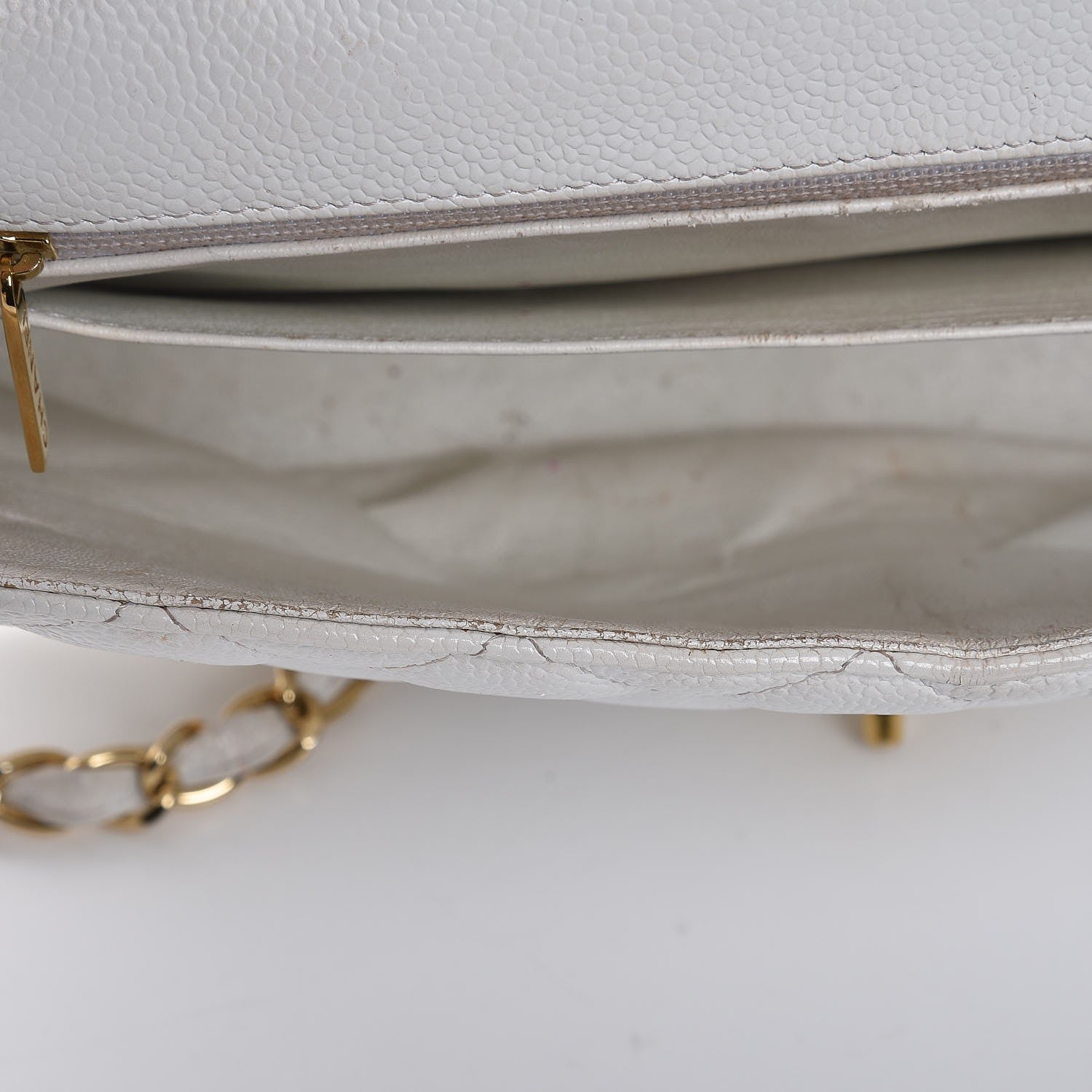 Chanel Caviar Quilted Jumbo Single Flap White 15 of 32