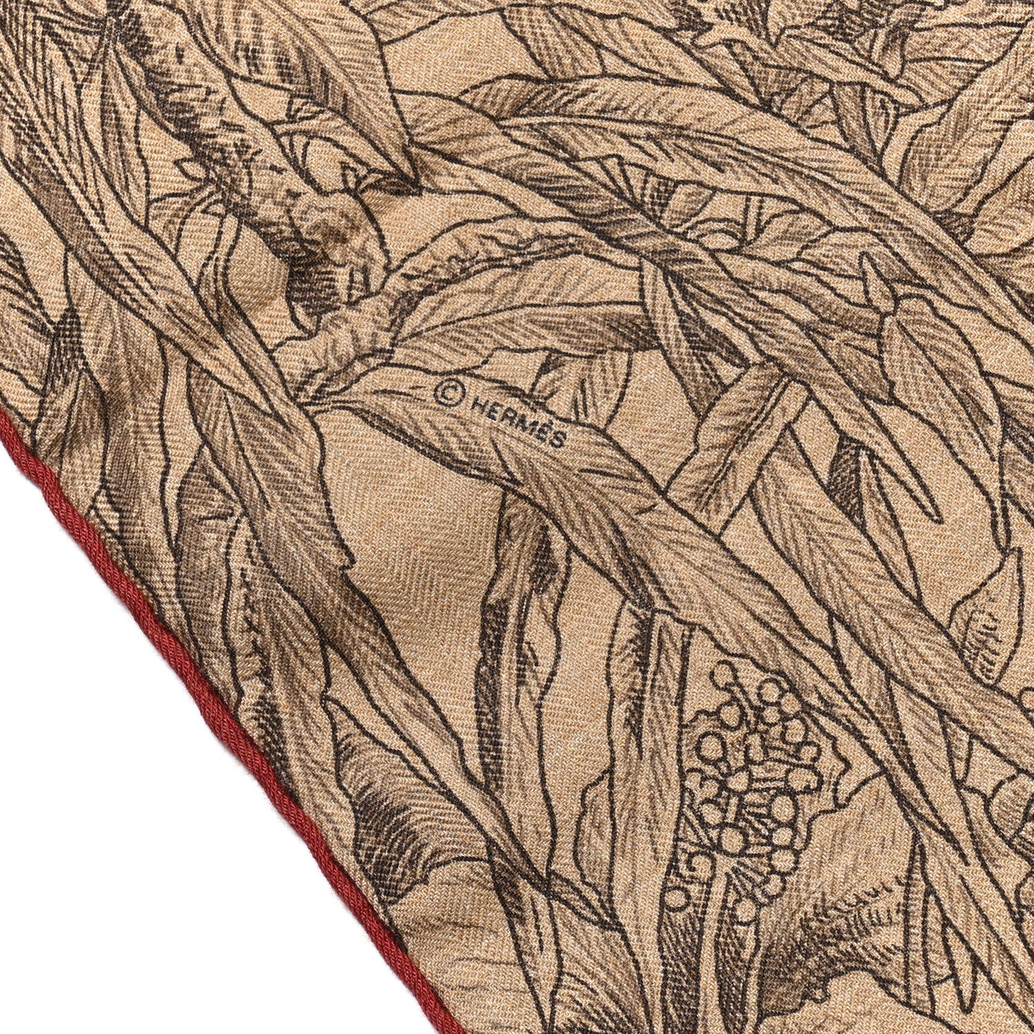 Hermes Cashmere Silk All 'Orto Botanico Di Palermo Shawl 140 Anthracite Rouge Brique 4 of 4