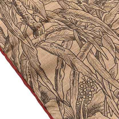 Hermes Cashmere Silk All 'Orto Botanico Di Palermo Shawl 140 Anthracite Rouge Brique 4 of 4