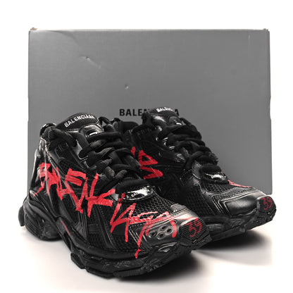 Balenciaga Mesh Rubber Graffiti Mens Runner Sneakers 39 Black Red 8 of 8