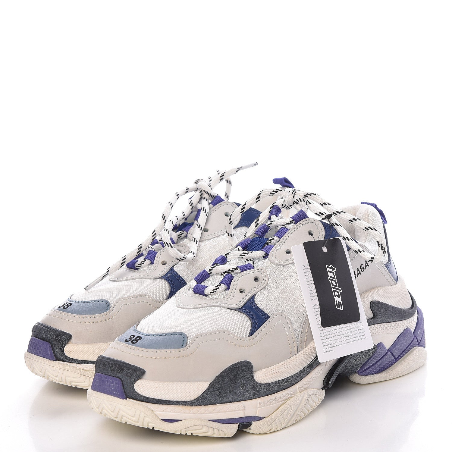 Balenciaga Mesh Nubuck Womens Triple S Sneakers 38 White Bleu Violet 3 of 12
