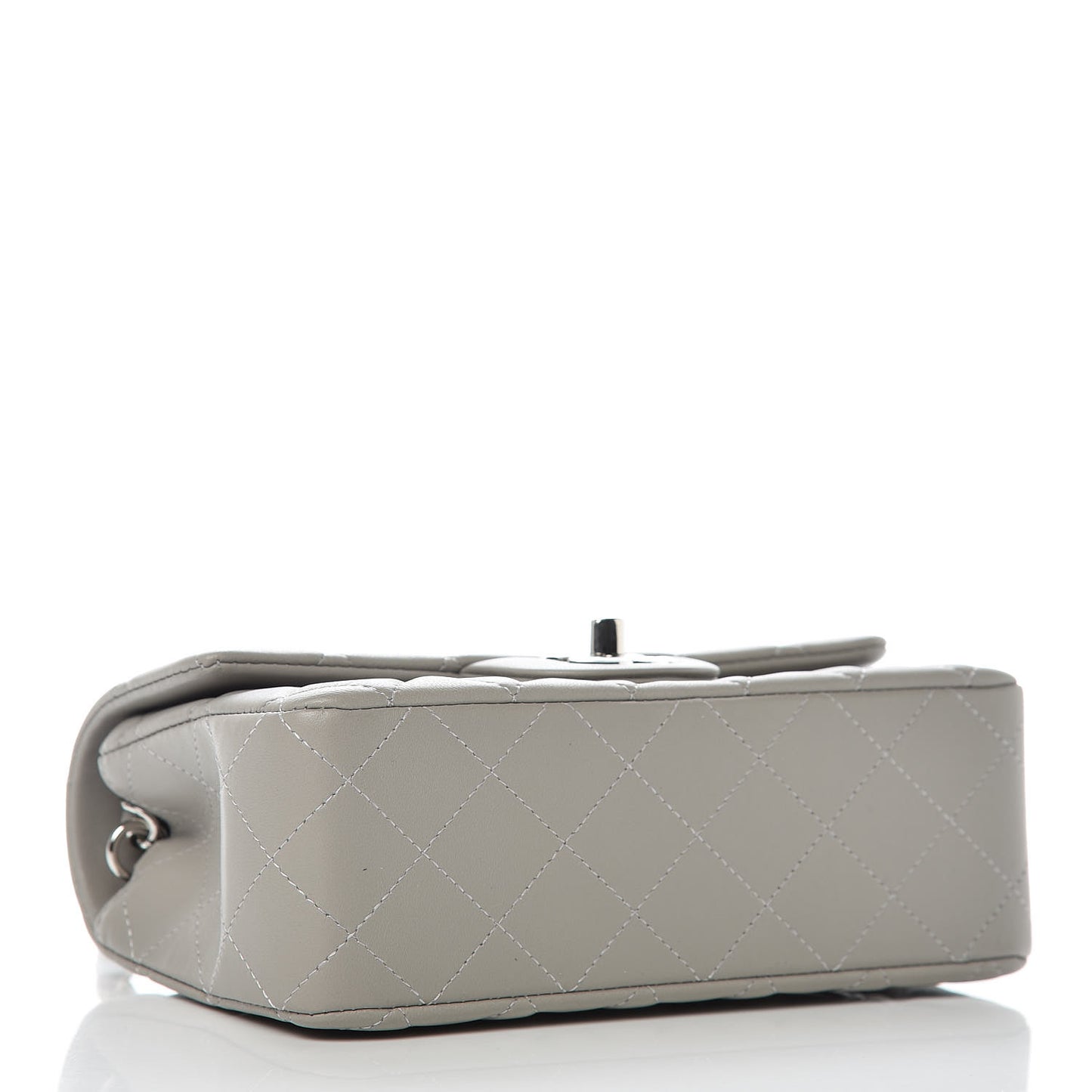 Lambskin Quilted Mini Rectangular Flap Grey