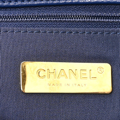 Chanel Goatskin Quilted Maxi Chanel 19 Flap Navy Blue 6 of 10