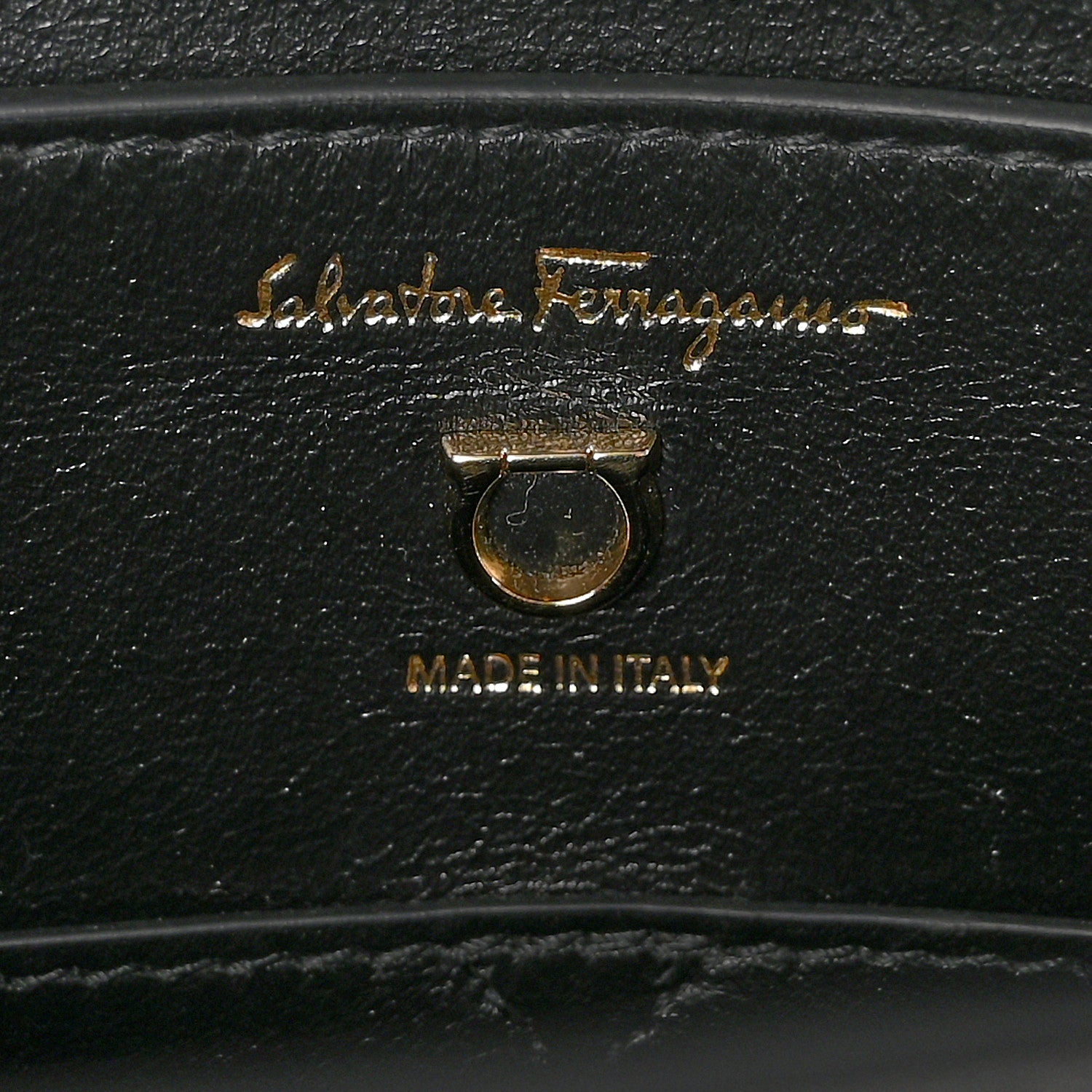 Salvatore Ferragamo Hammered Calfskin Round Gancini Crossbody Bag Black 6 of 9