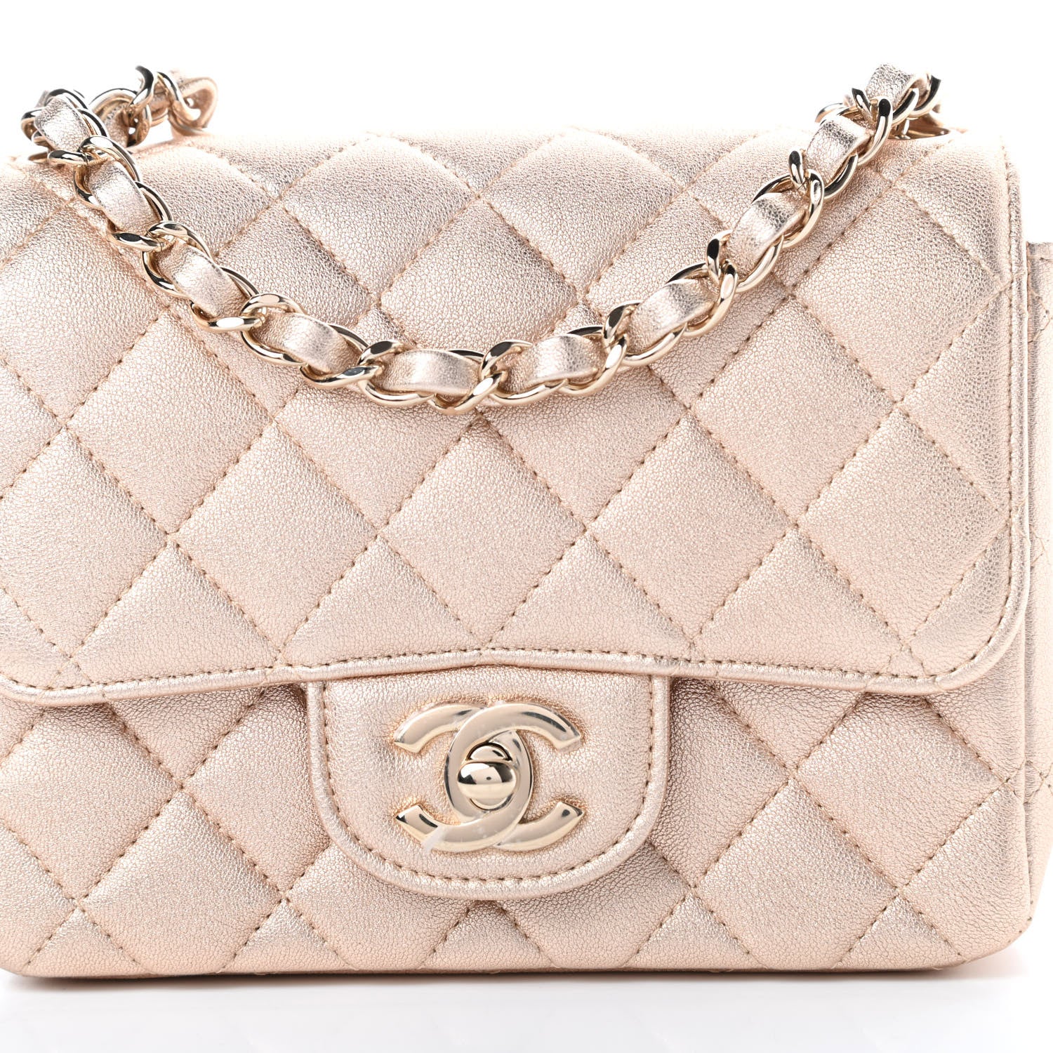 Chanel Metallic Lambskin Quilted Mini Square Flap Gold 8 of 11