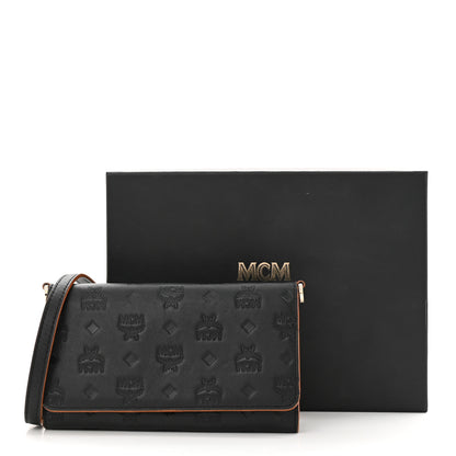 MCM Calfskin Ottomar Klara Tri Fold Phone Wallet On Strap Black 12 of 12