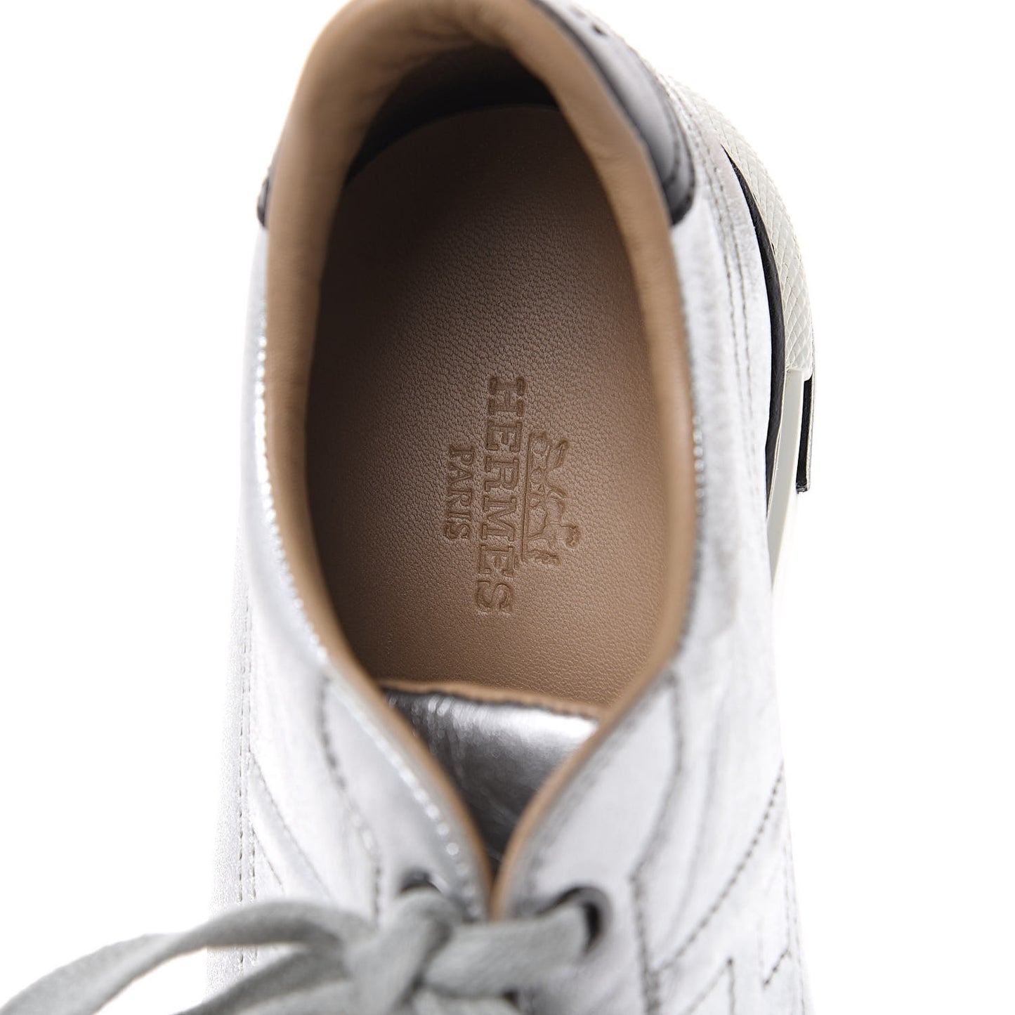 Metallic Nappa Polo Sneakers 35.5 Argent Black