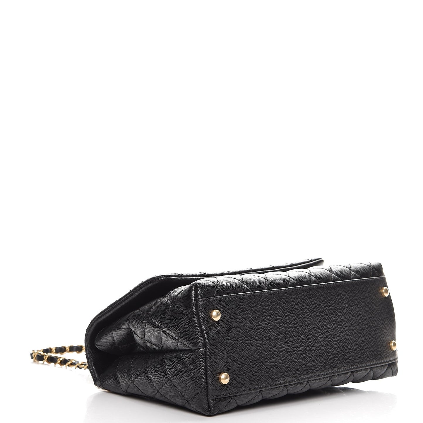 Caviar Lizard Quilted Small Coco Handle Flap Black