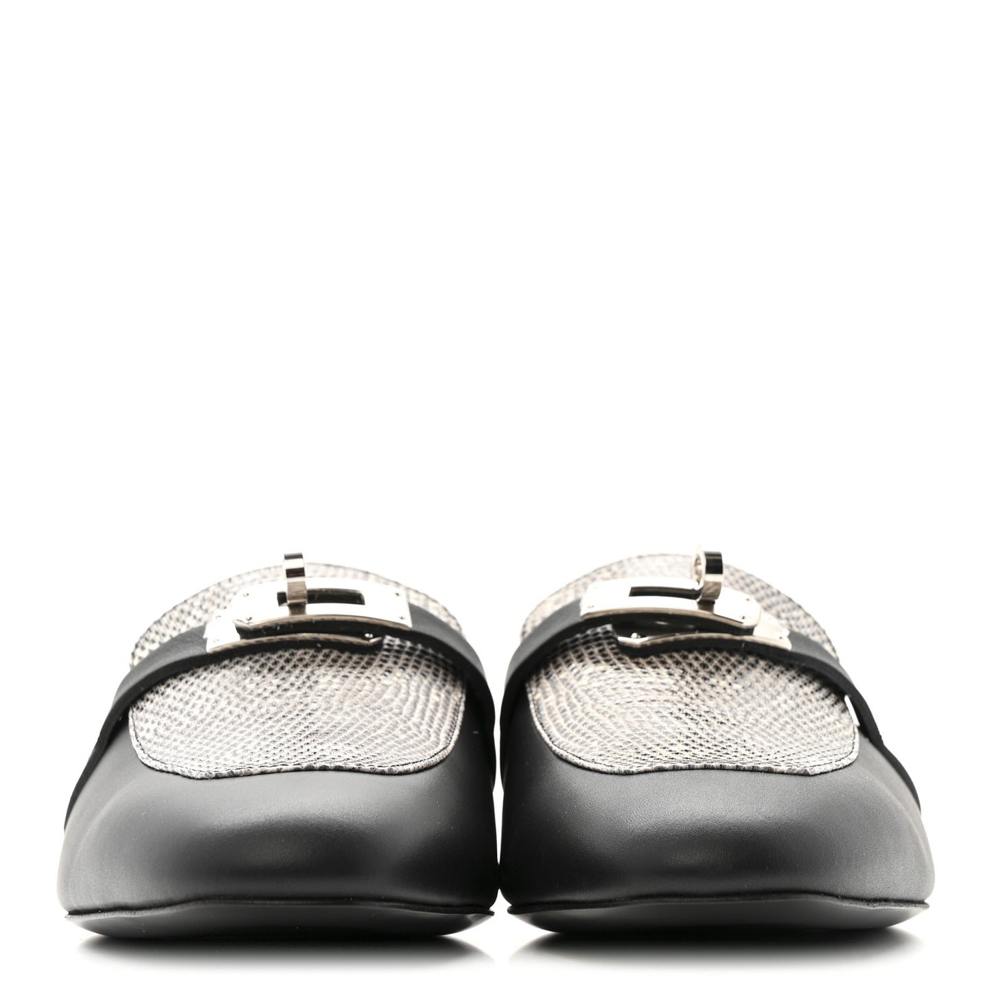 Lizard Calfskin Oz Mules 37 Ombre Black