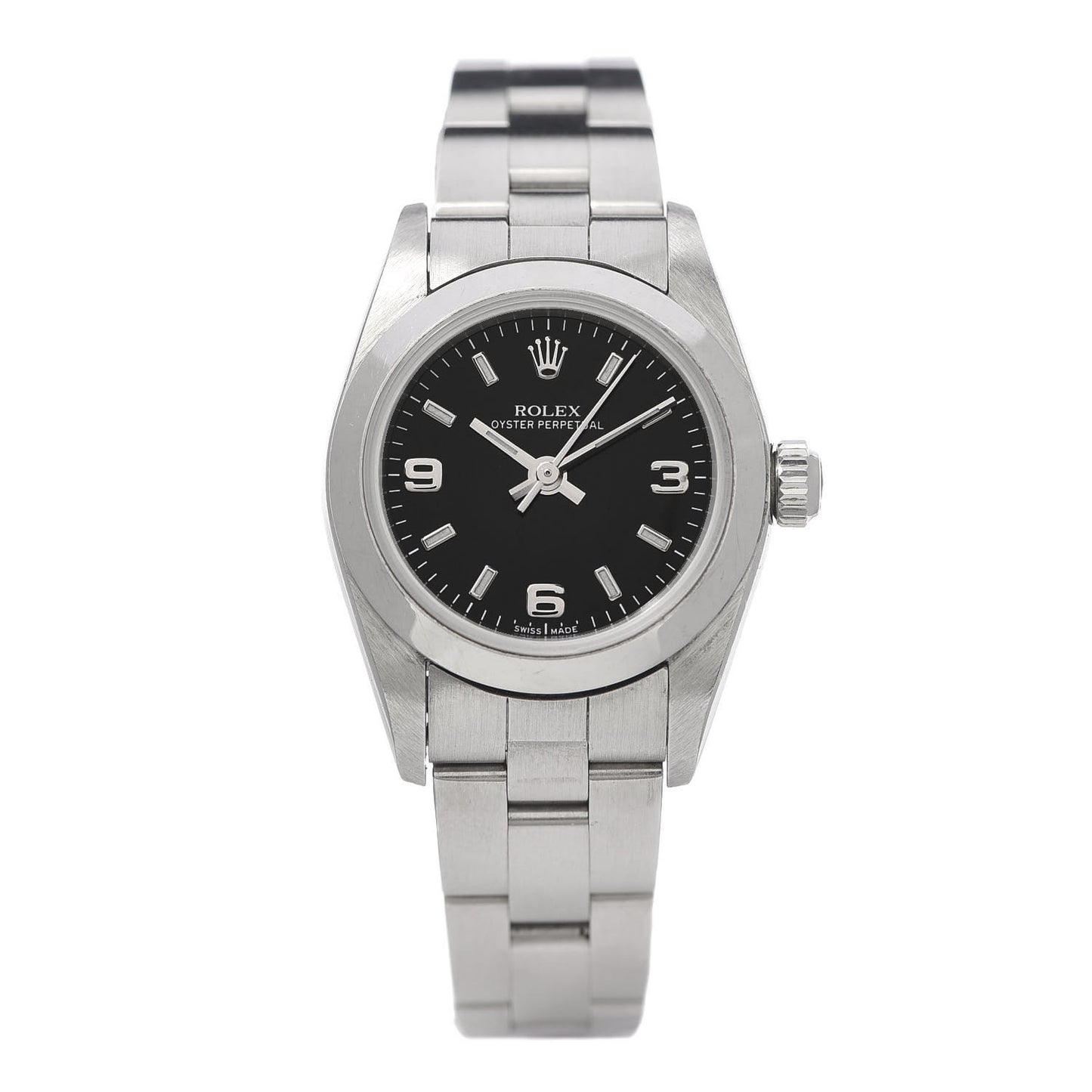 Stainless Steel 24mm Oyster Perpetual Watch Black 76080