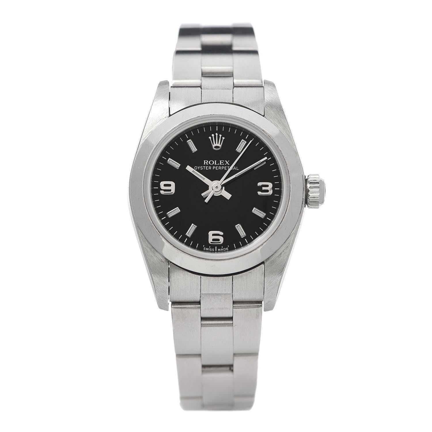 Rolex Stainless Steel 24mm Oyster Perpetual Watch Black 76080 1 of 6