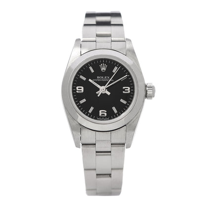 Rolex Stainless Steel 24mm Oyster Perpetual Watch Black 76080 1 of 6
