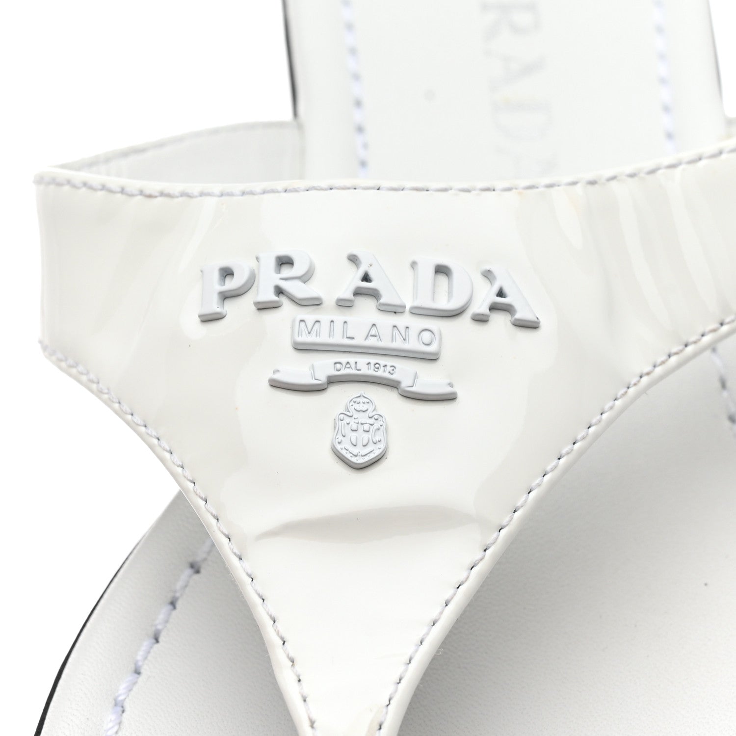 Prada Patent Calfskin Logo Thong Sandals 36.5 White 8 of 8
