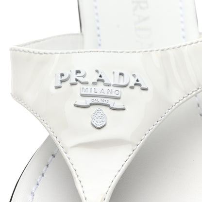 Prada Patent Calfskin Logo Thong Sandals 36.5 White 8 of 8
