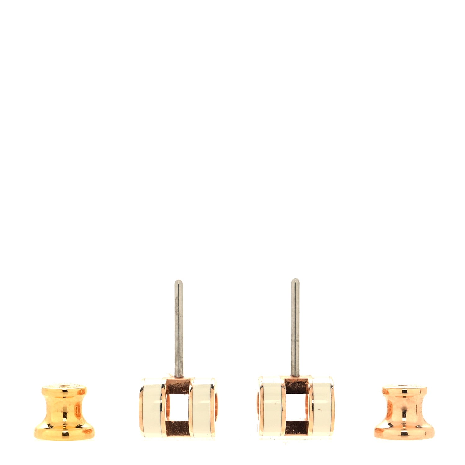 Hermes Rose Gold Lacquered Mini Pop H Earrings White 3 of 5