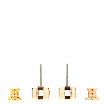 Hermes Rose Gold Lacquered Mini Pop H Earrings White 3 of 5