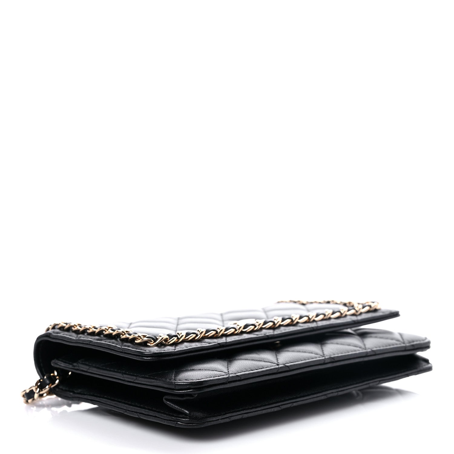 Chanel Lambskin Quilted Chain Around Wallet On Chain WOC Black 4 of 15