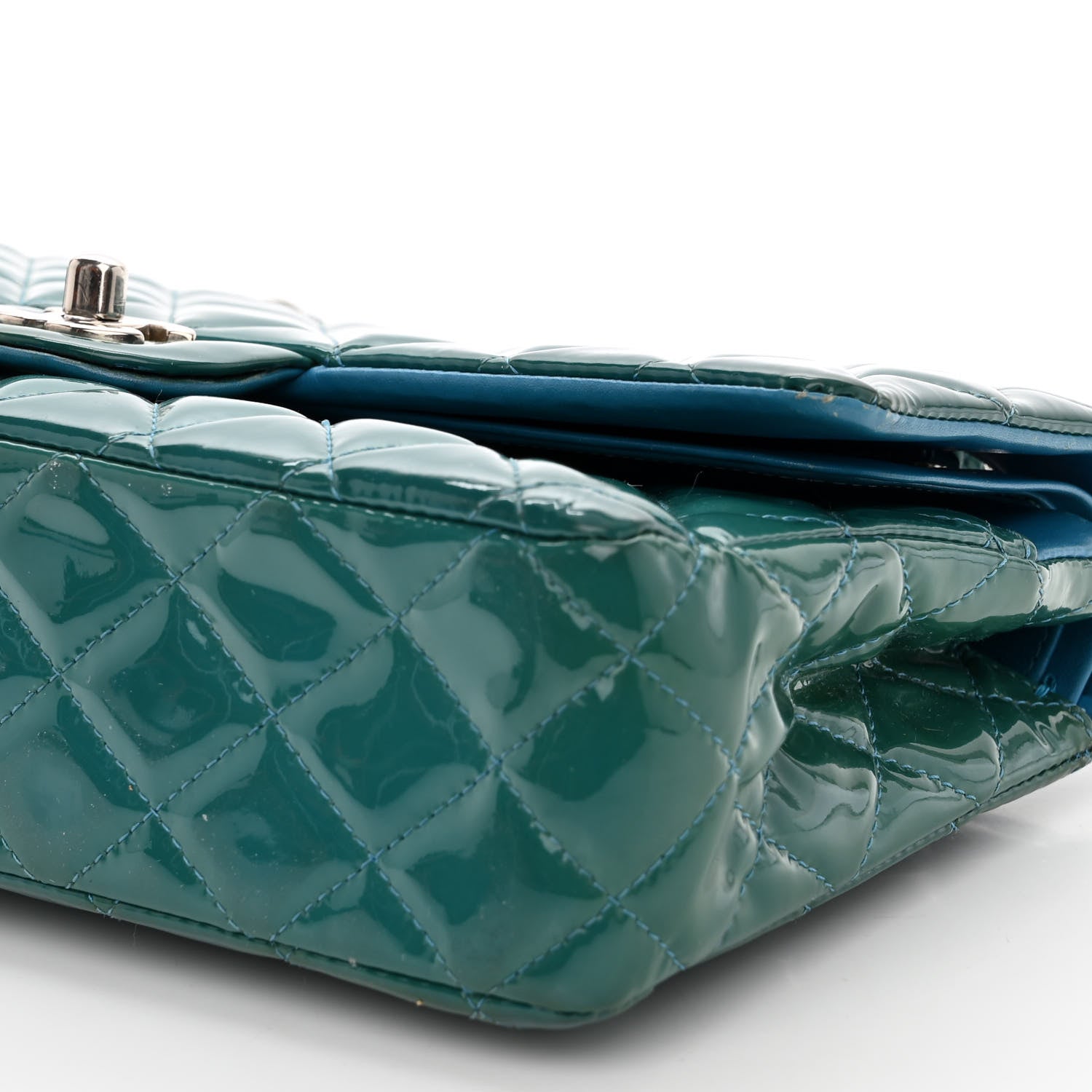 Chanel Patent Quilted Medium Double Flap Turquoise 11 of 12