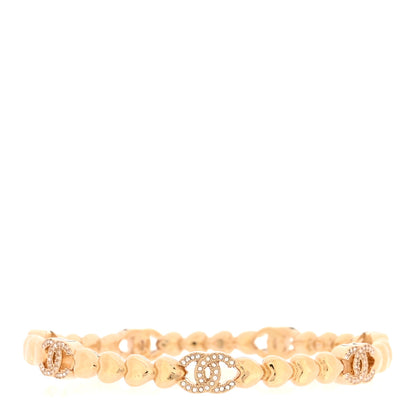 Chanel Crystal CC Heart Link Bracelet Gold 1 of 5