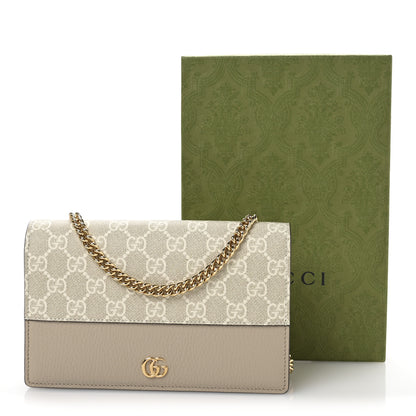 Gucci Dollar Calfskin GG Supreme Monogram Mini GG Marmont Chain Wallet Beige White 11 of 11