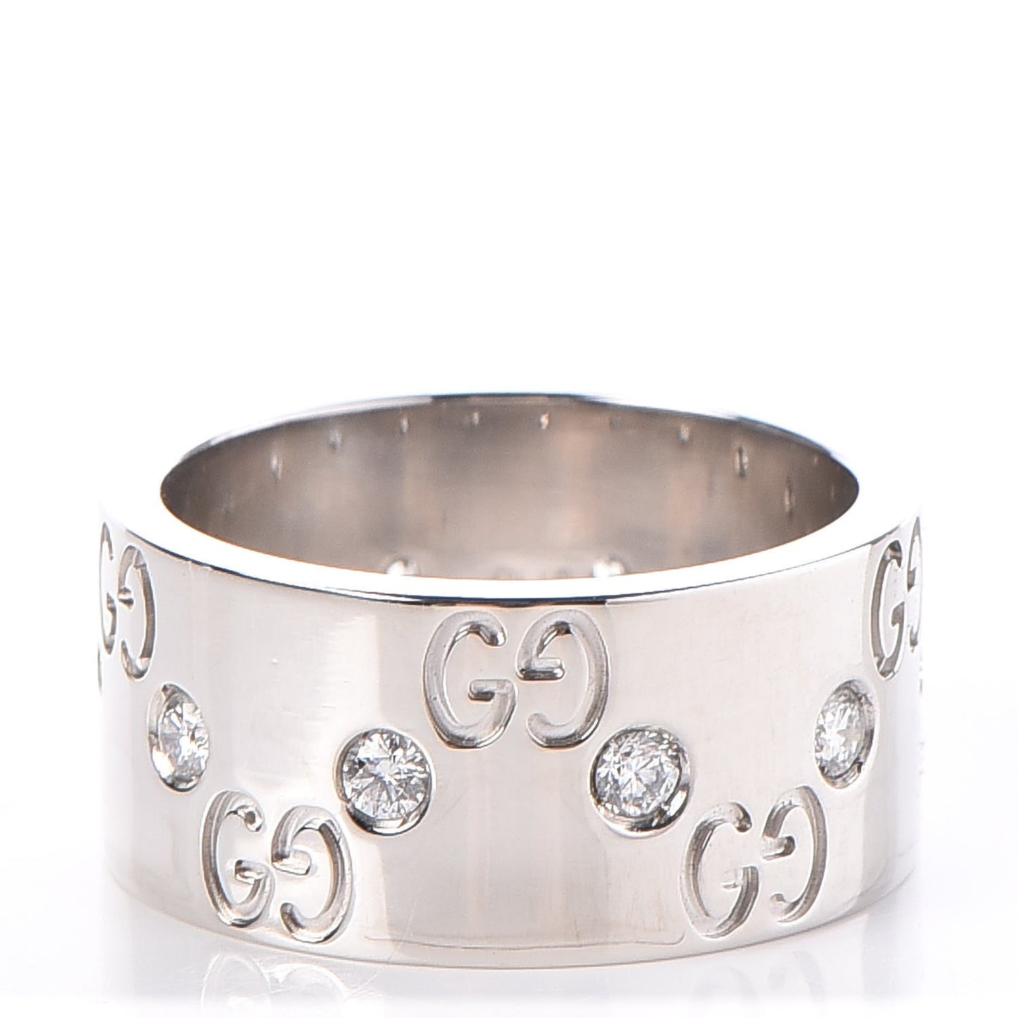 18K White Gold Diamond 9mm Icon Band Ring 50 5.5