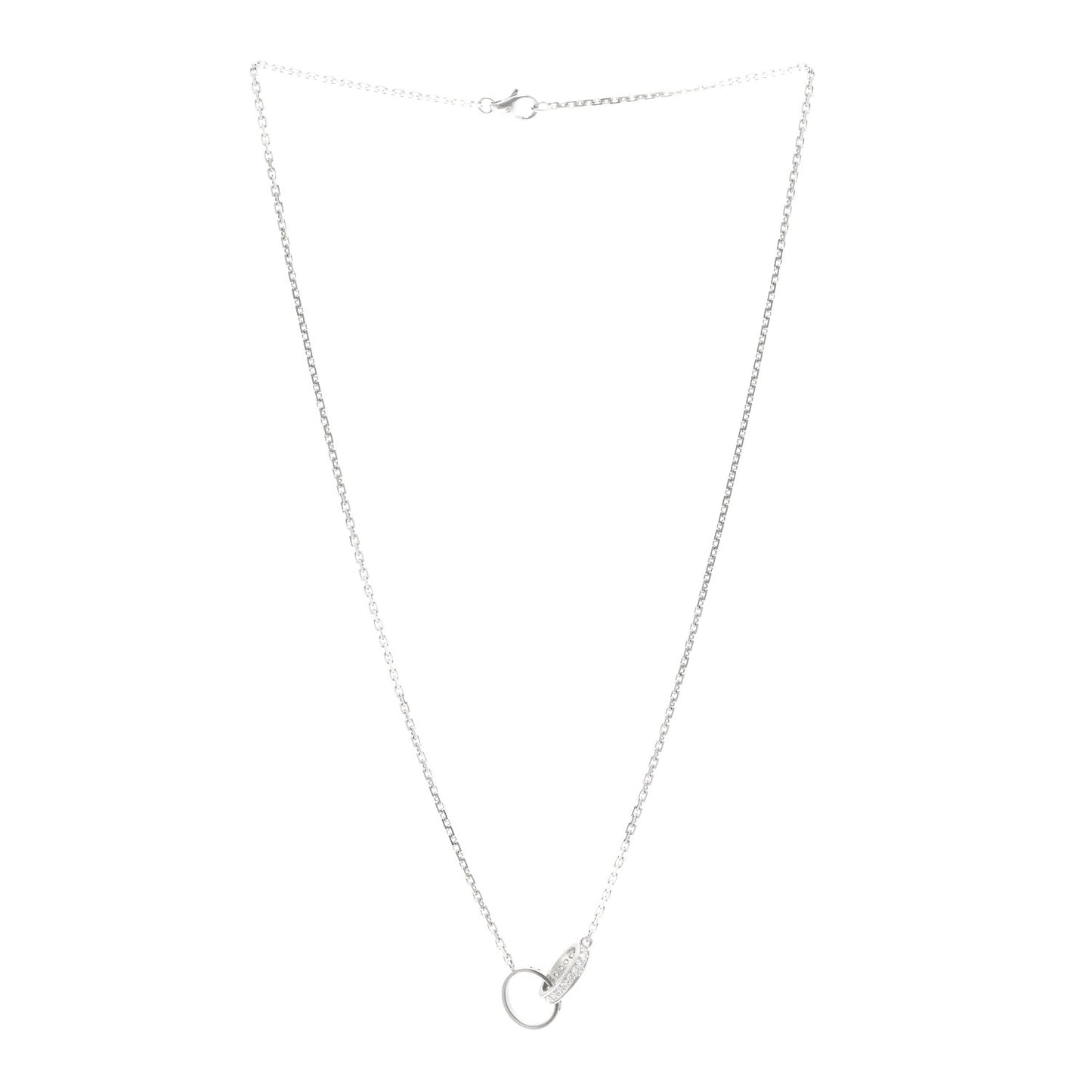 18K White Gold Diamond Interlocking LOVE Necklace