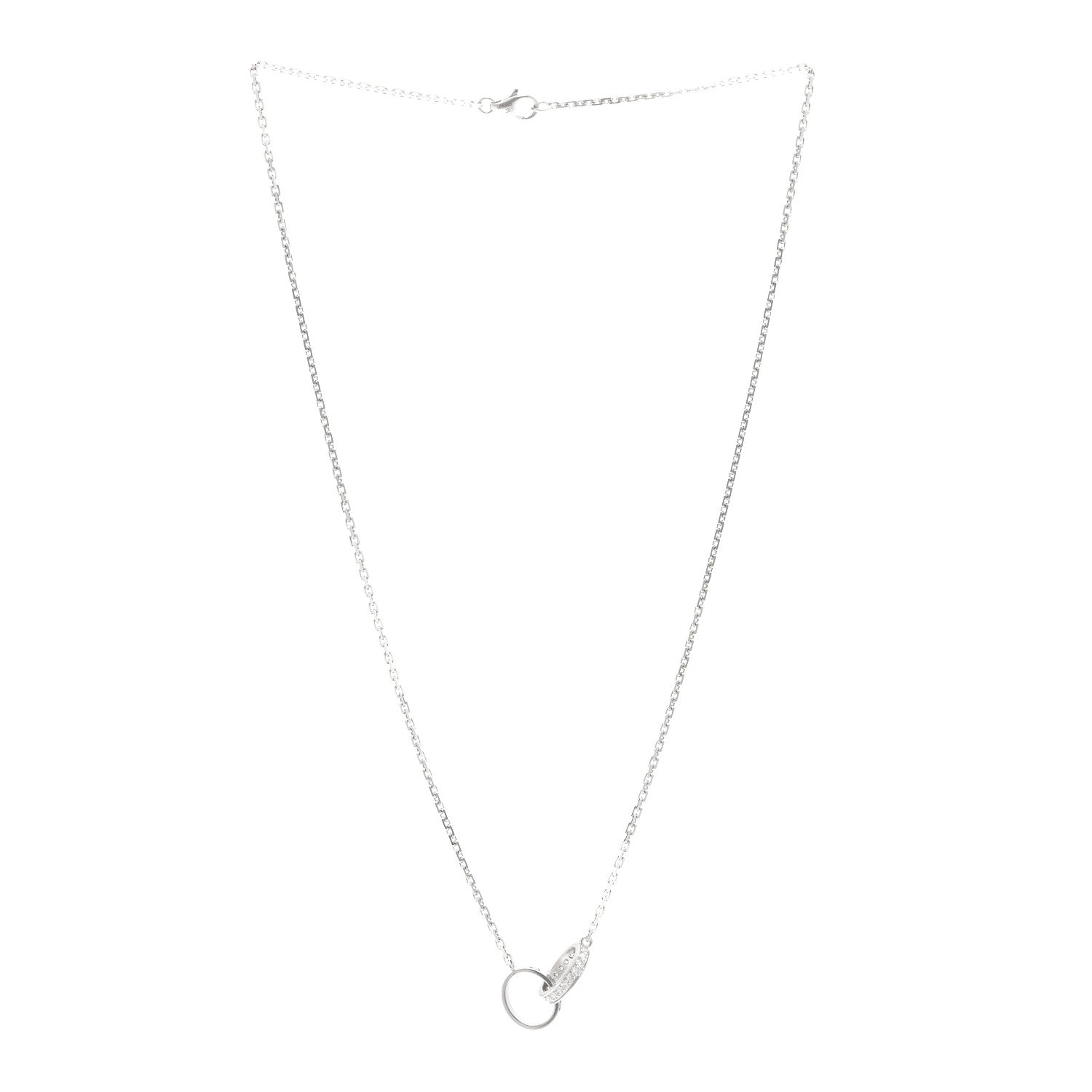 Cartier 18K White Gold Diamond Interlocking LOVE Necklace 3 of 4