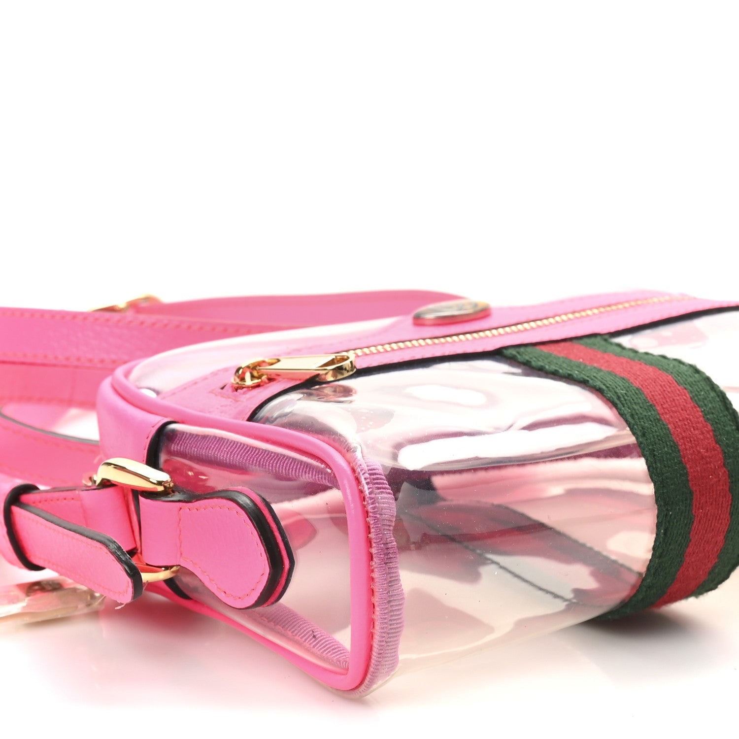 Gucci Vinyl Web Mini Ophidia Transparent Shoulder Bag Fluorescent Fuchsia 9 of 10