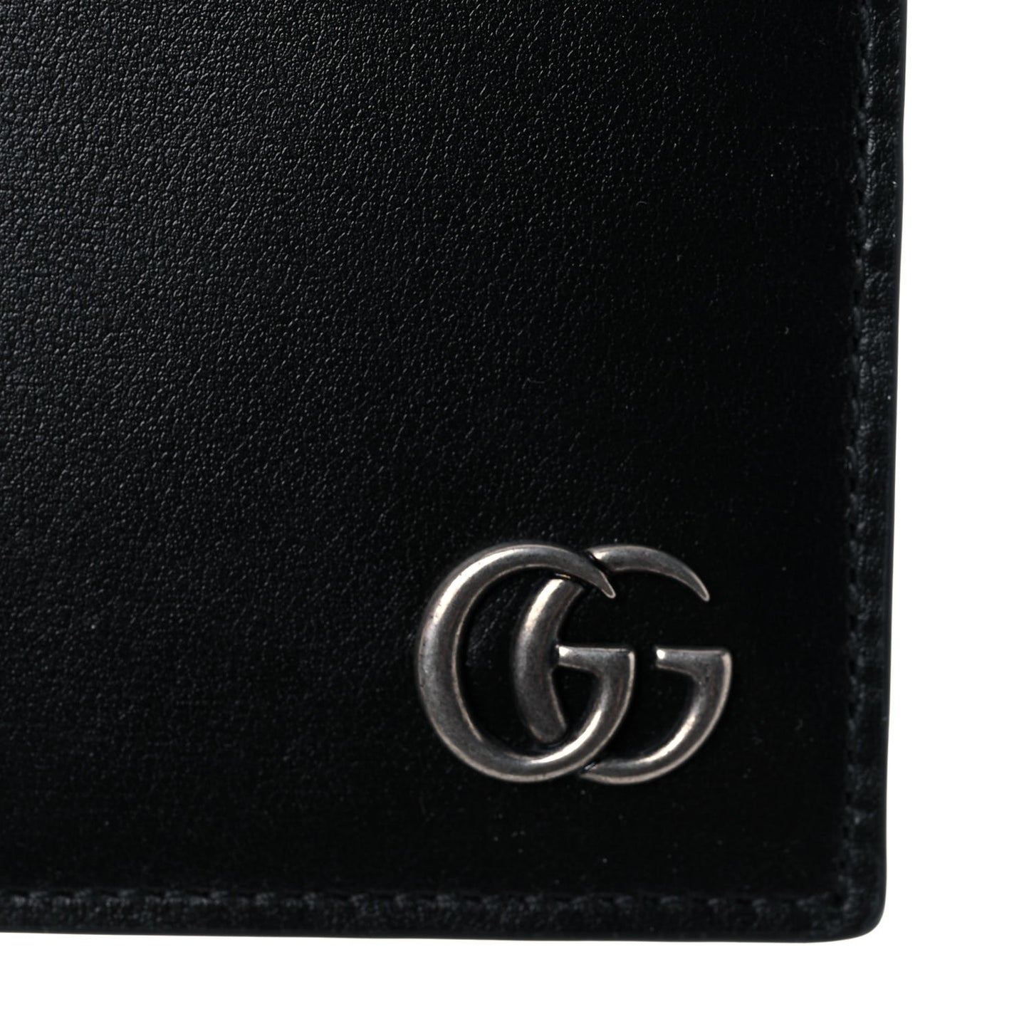 Boarded Plutone Calfskin GG Marmont Bi-Fold Wallet Black