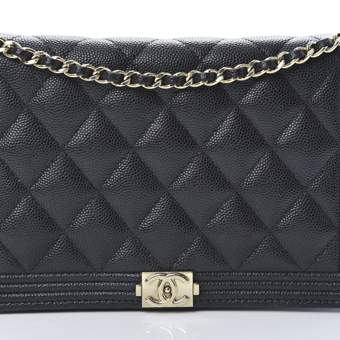 Caviar Quilted Boy Wallet On Chain WOC Black